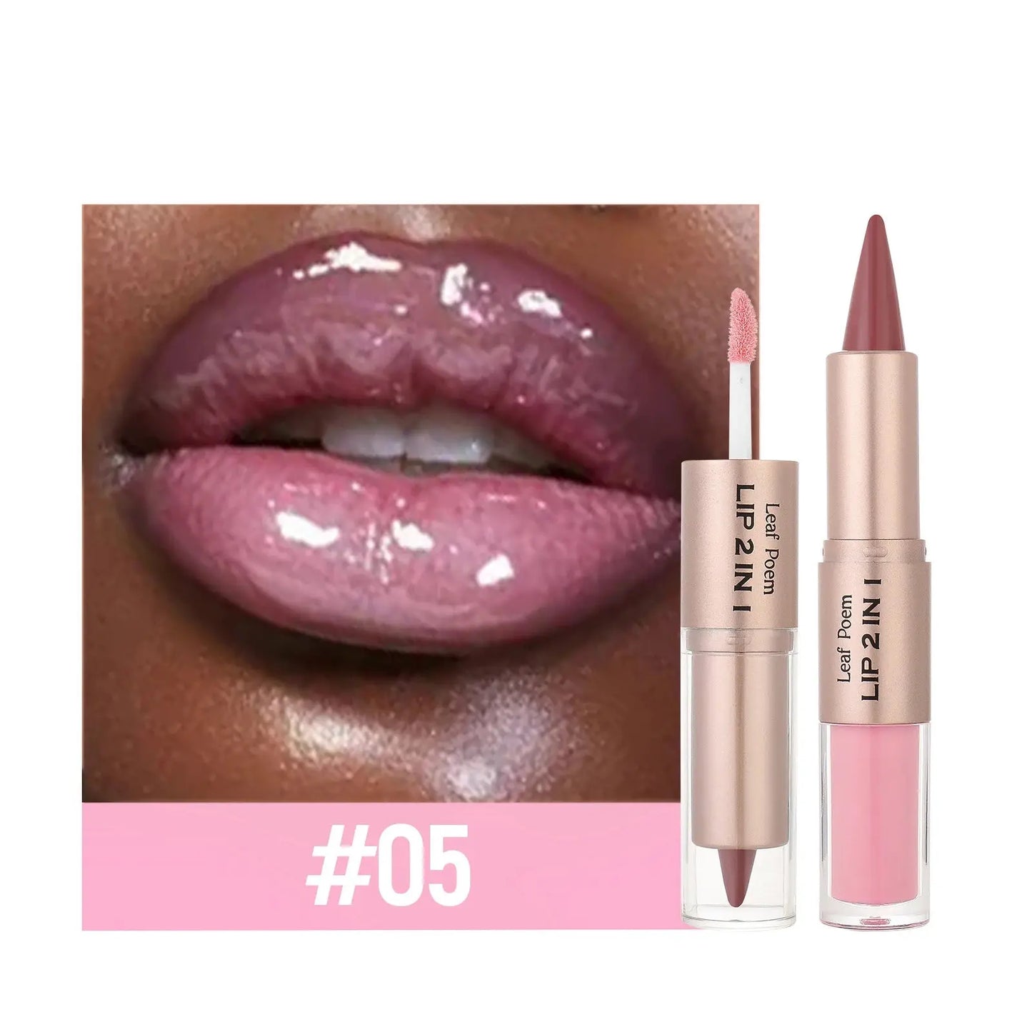 Double-Ended Lip Liner Pencil – Black & Brown Tapered Contour Ladies Fashion Flora