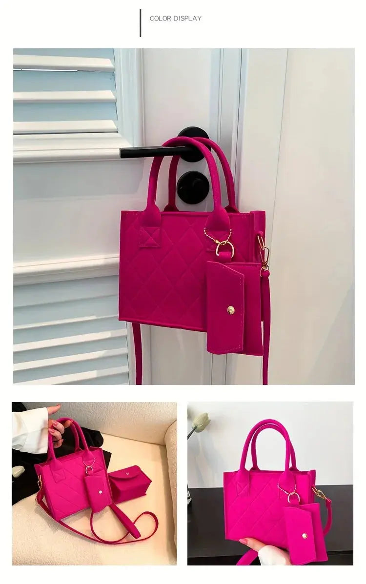 3-Piece Embossed Women’s Handbag Set – Stylish Tote & Purse Ladies Fashion Flora