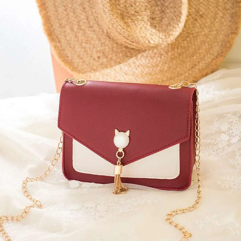 Cute Cat Bag – Small Tassel Messenger Chain Shoulder Purse Ladies Fashion Flora