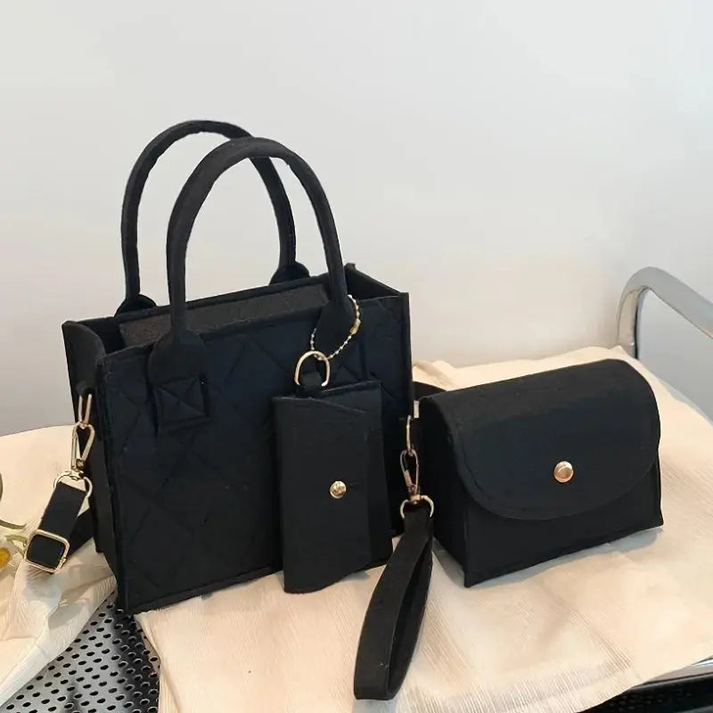 3-Piece Embossed Women’s Handbag Set – Stylish Tote & Purse  Ladies Fashion Flora