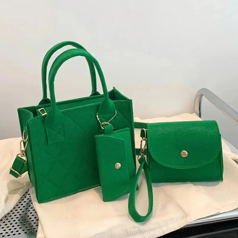 3-Piece Embossed Women’s Handbag Set – Stylish Tote & Purse  Ladies Fashion Flora