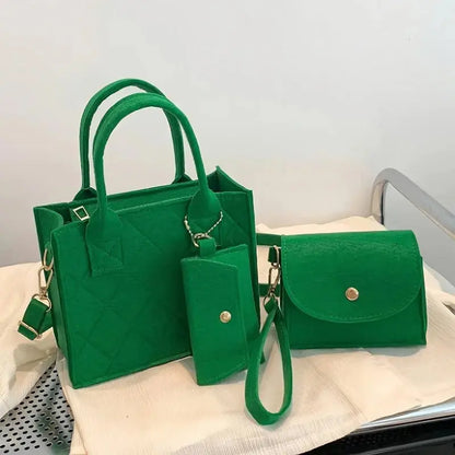 3-Piece Embossed Women’s Handbag Set – Stylish Tote & Purse  Ladies Fashion Flora