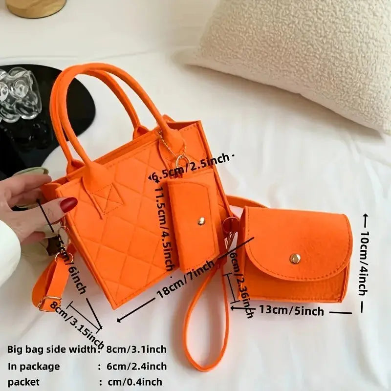 3-Piece Embossed Women’s Handbag Set – Stylish Tote & Purse  Ladies Fashion Flora