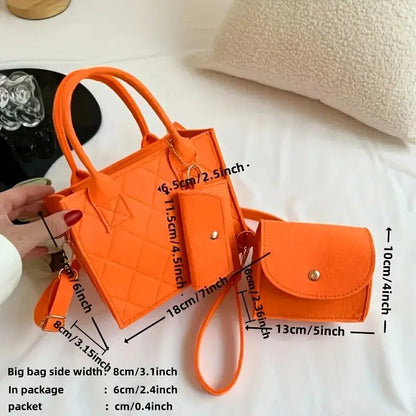 3-Piece Embossed Women’s Handbag Set – Stylish Tote & Purse  Ladies Fashion Flora