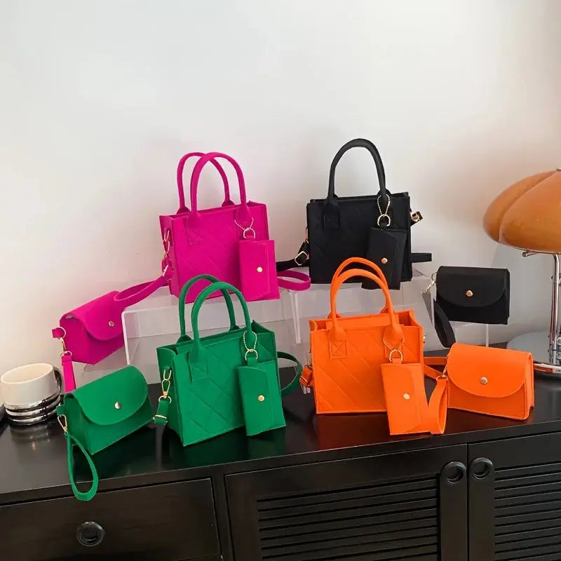 3-Piece Embossed Women’s Handbag Set – Stylish Tote & Purse  Ladies Fashion Flora