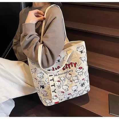 Anime Sanrio Hello Kitty Large Tote Bag – Cute Women’s Handbag  Ladies Fashion Flora