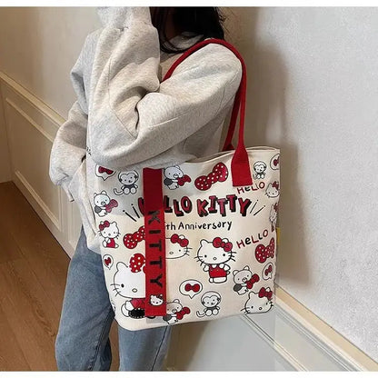 Anime Sanrio Hello Kitty Large Tote Bag – Cute Women’s Handbag  Ladies Fashion Flora