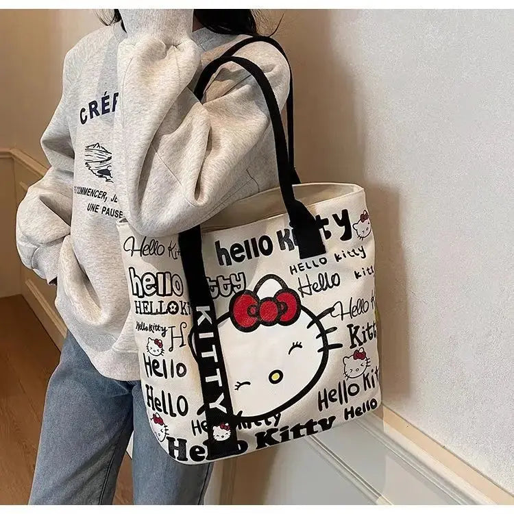 Anime Sanrio Hello Kitty Large Tote Bag – Cute Women’s Handbag  Ladies Fashion Flora
