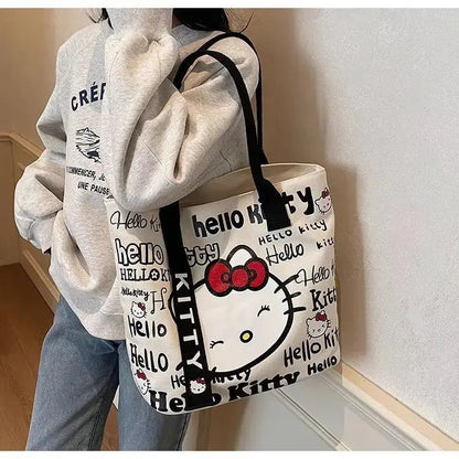 Anime Sanrio Hello Kitty Large Tote Bag – Cute Women’s Handbag  Ladies Fashion Flora