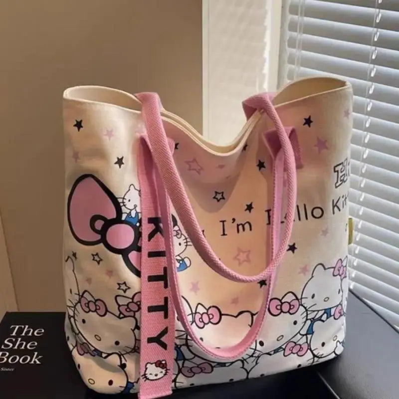 Anime Sanrio Hello Kitty Large Tote Bag – Cute Women’s Handbag  Ladies Fashion Flora