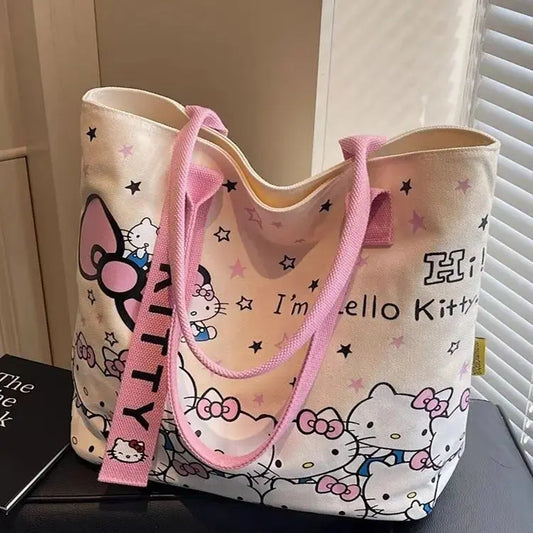 Anime Sanrio Hello Kitty Large Tote Bag – Cute Women’s Handbag  Ladies Fashion Flora