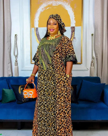 BUBU Two-Piece Dress – Elegant African Women’s Custom Outfit  Ladies Fashion Flora