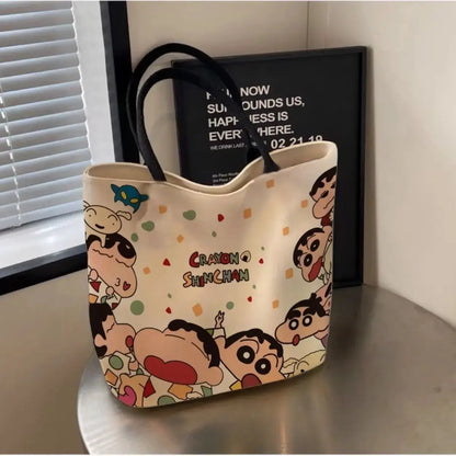 Kawaii Crayon Shin-Chan Women’s Canvas Handbag – Cute Tote Bag  Ladies Fashion Flora