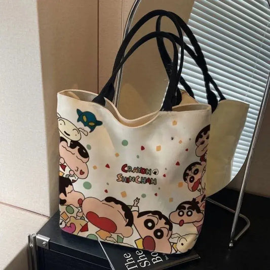 Kawaii Crayon Shin-Chan Women’s Canvas Handbag – Cute Tote Bag  Ladies Fashion Flora