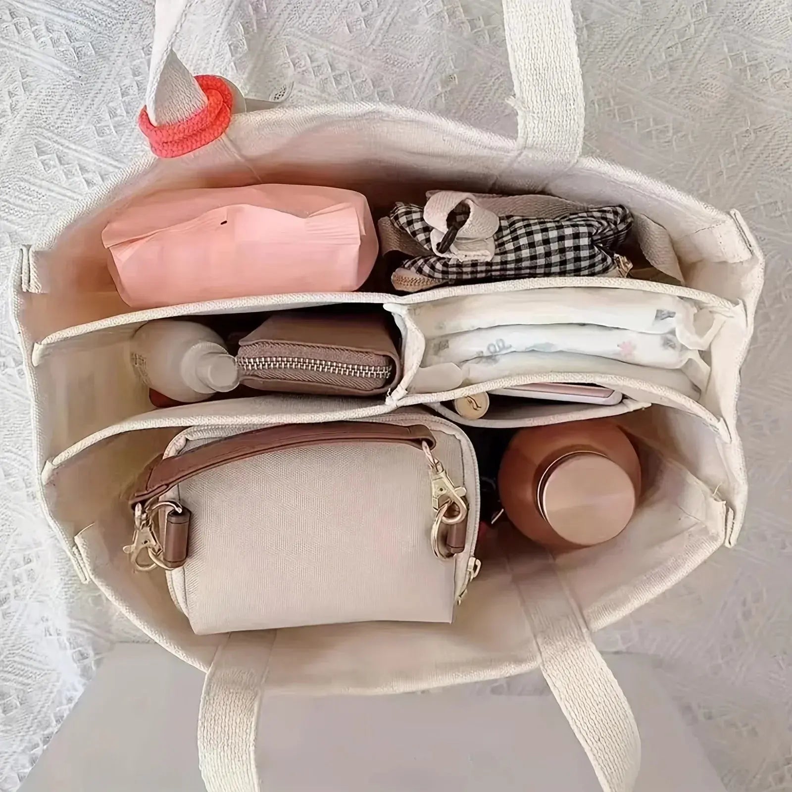 Ladies Canvas Handbag Multi Pocket Large Capacity Tote Bag  Ladies Fashion Flora