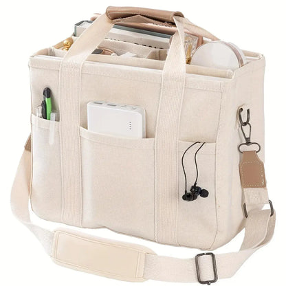 Ladies Canvas Handbag Multi Pocket Large Capacity Tote Bag  Ladies Fashion Flora