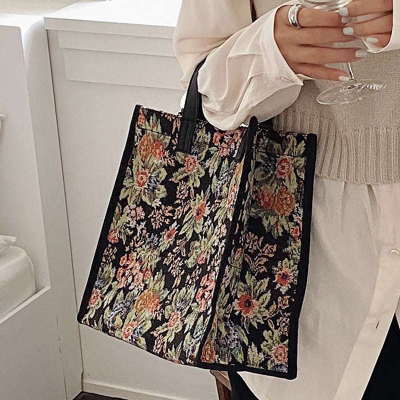 Ladies Canvas Flower Shoulder Bag – Crossbody Tote Purse Ladies Fashion Flora