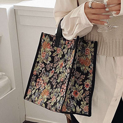 Ladies Canvas Flower Shoulder Bag – Crossbody Tote Purse Ladies Fashion Flora