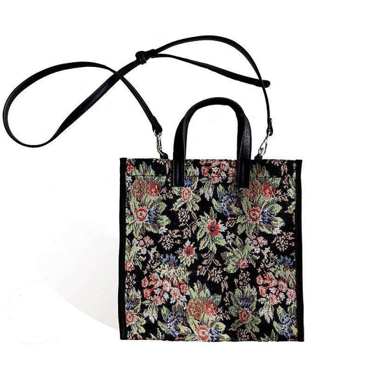Ladies Canvas Flower Shoulder Bag – Crossbody Tote Purse Ladies Fashion Flora