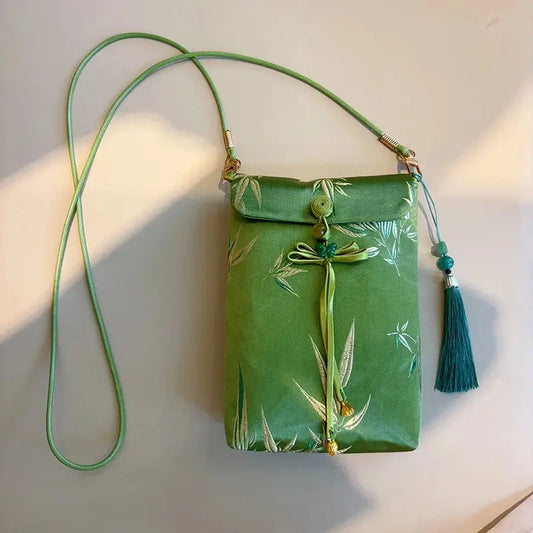 Chinese Silk Embroidery Crossbody Bag – Small Vertical Cellphone Purse  Ladies Fashion Flora