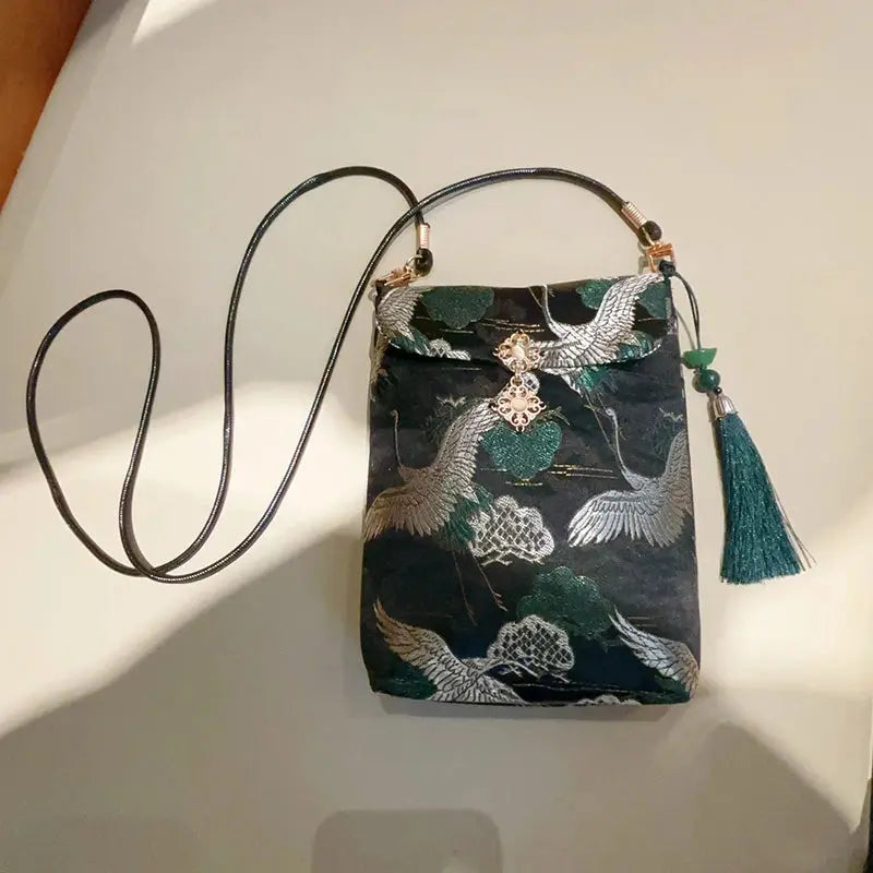 Chinese Silk Embroidery Crossbody Bag – Small Vertical Cellphone Purse  Ladies Fashion Flora